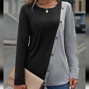 Two-Toned Cross Button Top,